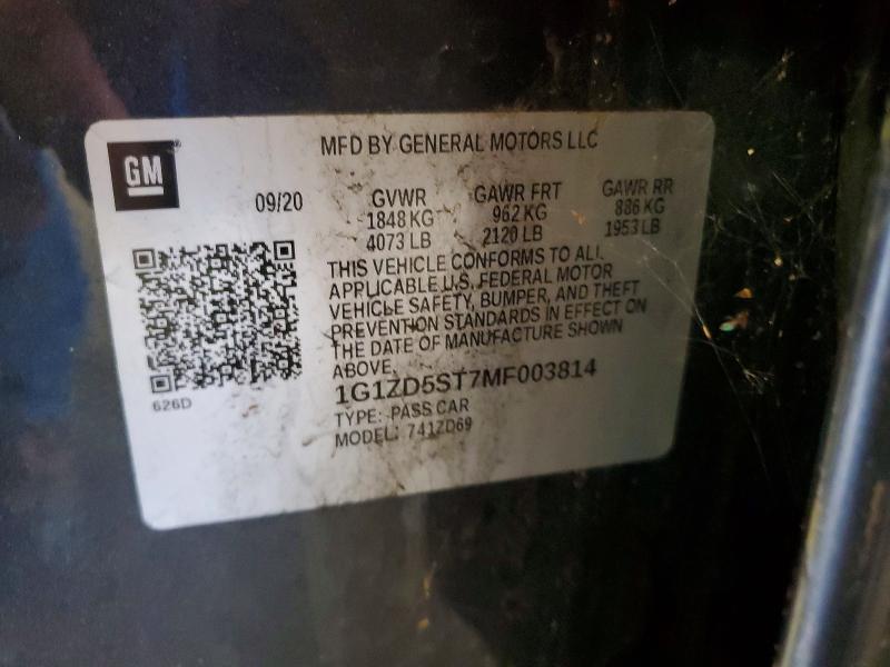Продаж на аукціоні авто 2021 Chevrolet Malibu, vin: 1G1ZD5ST7MF003814, номер лоту: 70795026