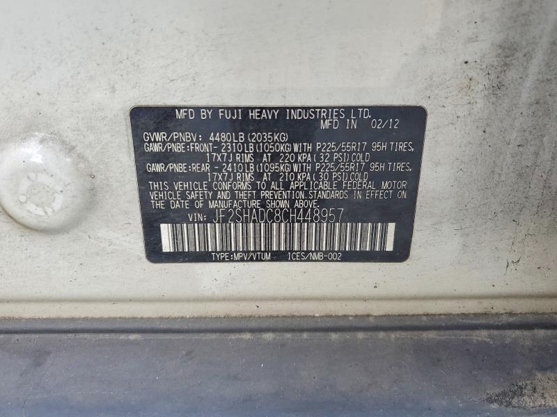 Продаж на аукціоні авто 2012 Subaru Forester, vin: JF2SHADC8CH448957, номер лоту: 69821786
