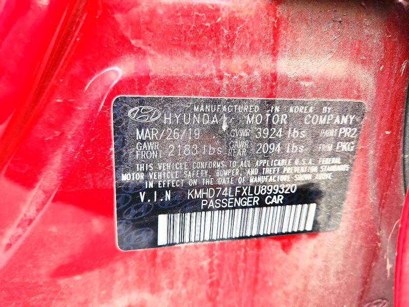 Aukcja sprzedaży 2020 Hyundai Elantra, vin: KMHD74LFXLU899320, numer aukcji: 69450206