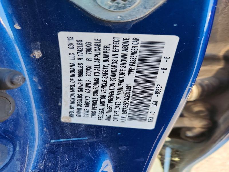 Aukcja sprzedaży 2012 Honda Civic, vin: 19XFB2F54CE344591, numer aukcji: 70487726