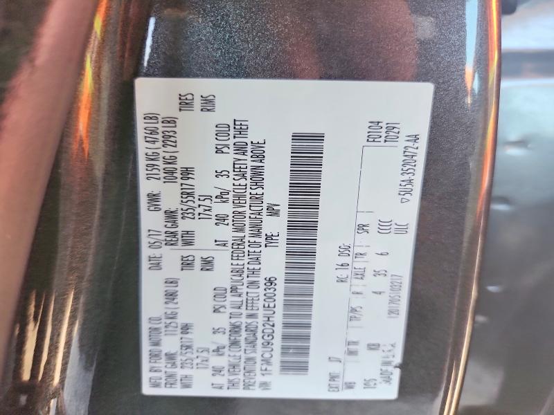 69236726 :رقم المزاد ، 1FMCU9GD2HUE00396 vin ، 2017 Ford Escape مزاد بيع