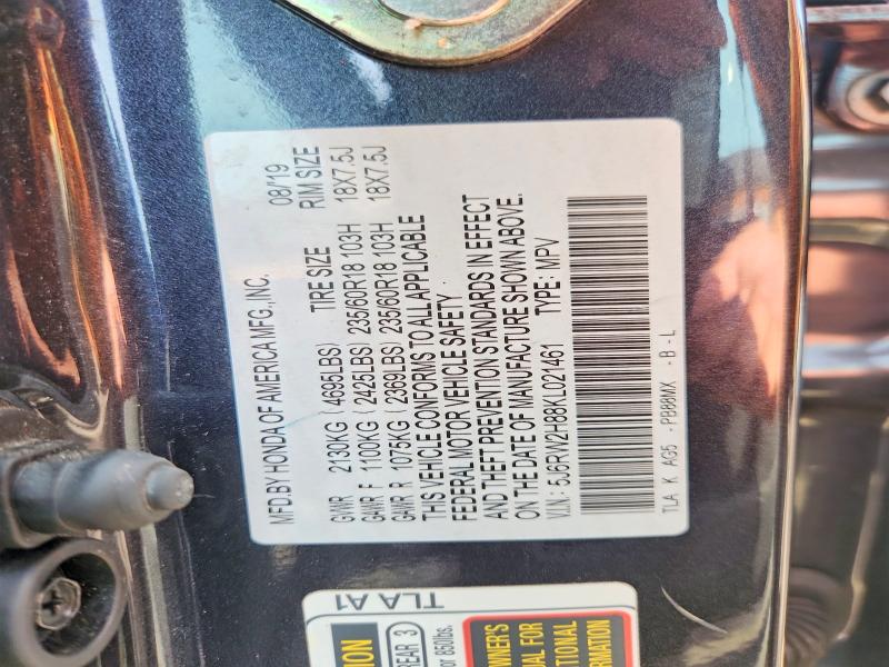 67101046 :رقم المزاد ، 5J6RW2H88KL021461 vin ، 2019 Honda Cr-v مزاد بيع