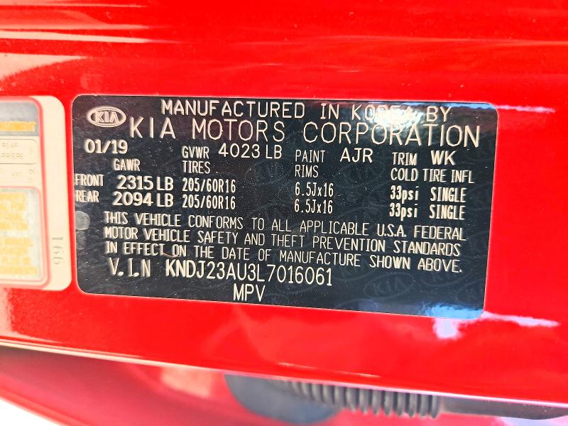 68957766 :رقم المزاد ، KNDJ23AU3L7016061 vin ، 2020 Kia Soul مزاد بيع
