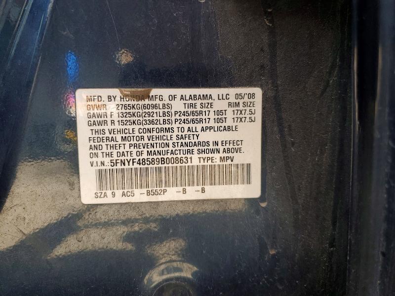 Продаж на аукціоні авто 2009 Honda Pilot, vin: 5FNYF48589B008631, номер лоту: 69853756