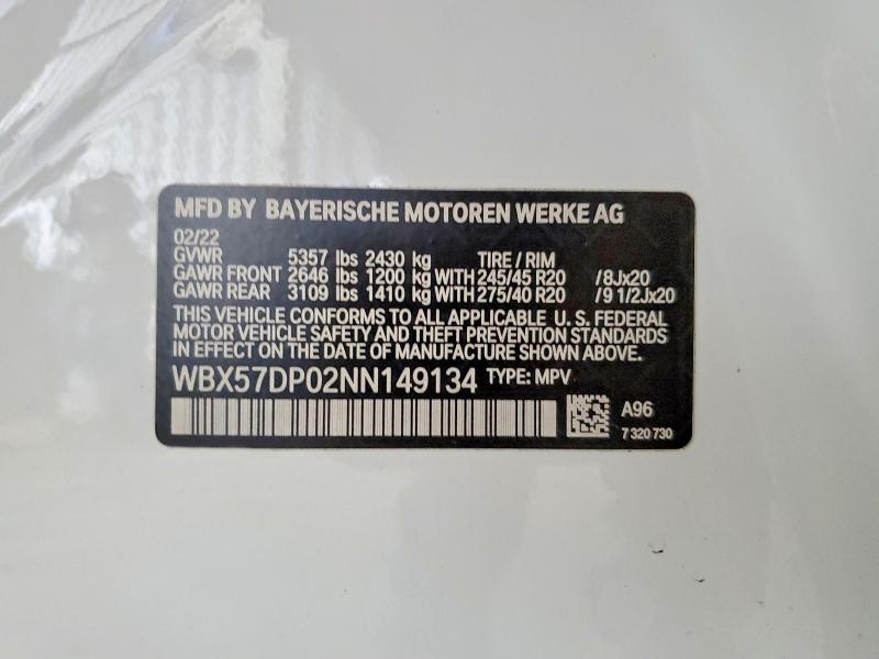 Aukcja sprzedaży 2022 Bmw X3, vin: WBX57DP02NN149134, numer aukcji: 67688136