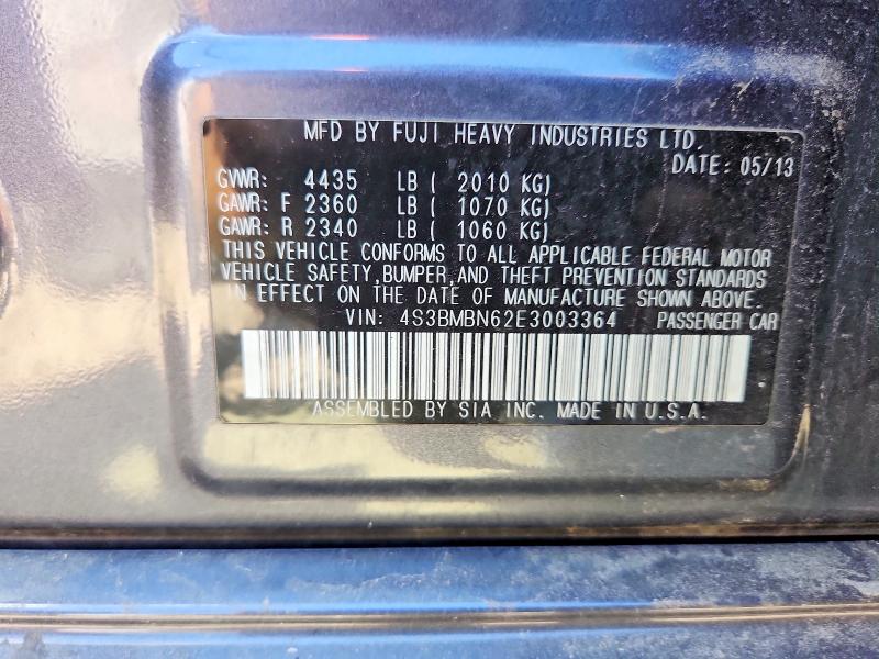 Aukcja sprzedaży 2014 Subaru Legacy, vin: 4S3BMBN62E3003364, numer aukcji: 69618886