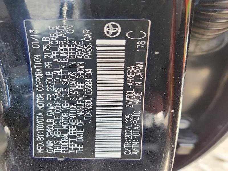 67475396 :رقم المزاد ، JTDKN3DU1D5584104 vin ، 2013 Toyota Prius مزاد بيع