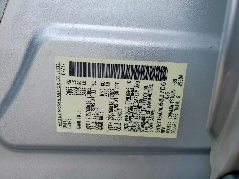 Aukcja sprzedaży 2022 Nissan Rogue, vin: 5N1BT3BA0NC681706, numer aukcji: 68590606