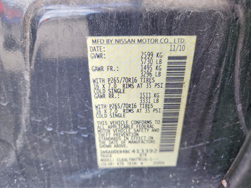 68476716 :رقم المزاد ، 1N6AD0ER4BC413392 vin ، 2011 Nissan Frontier مزاد بيع