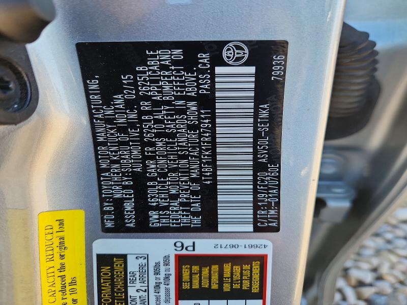 Продажа на аукционе авто 2015 Toyota Camry, vin: 4T4BF1FK1FR479411, номер лота: 69461476