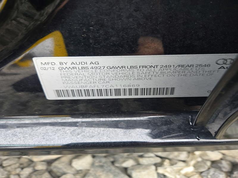 70949736 :رقم المزاد ، WAUBFAFL7CA116869 vin ، 2012 Audi A4 مزاد بيع