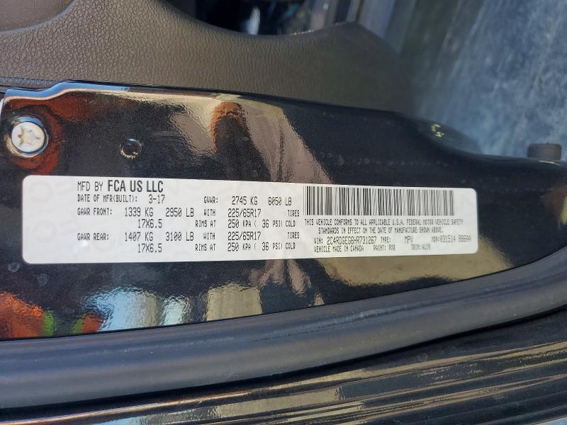 Auction sale of the 2017 Dodge Grand Caravan, vin: 2C4RDGEG6HR731267, lot number: 67372986