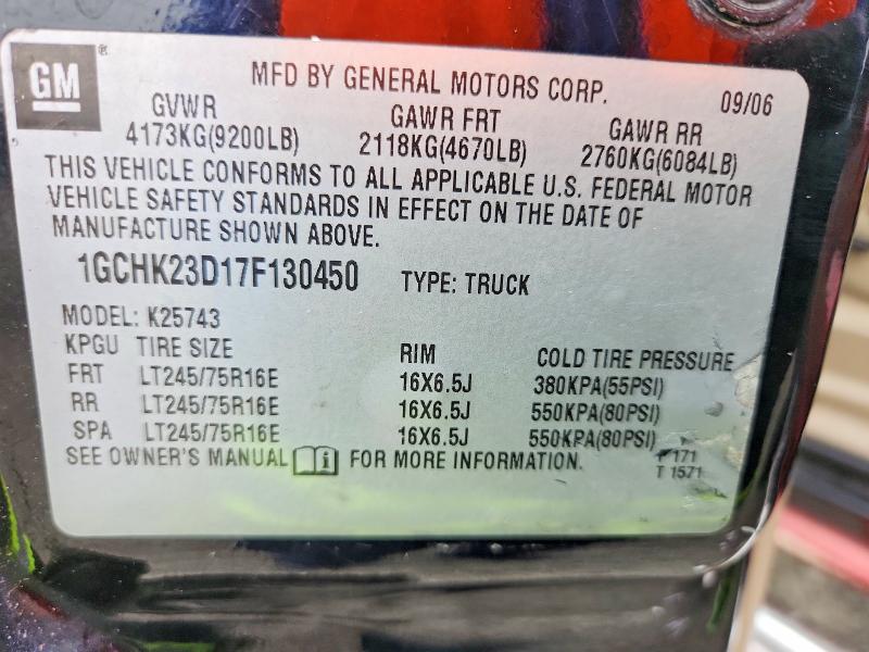 Aukcja sprzedaży 2007 Chevrolet Silverado, vin: 1GCHK23D17F130450, numer aukcji: 69177556