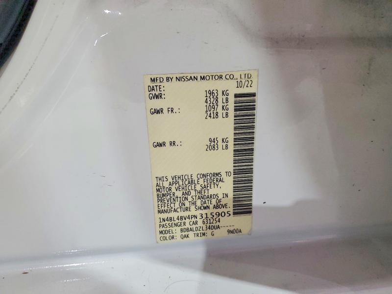 Продажа на аукционе авто 2023 Nissan Altima, vin: 1N4BL4BV4PN315905, номер лота: 70592406