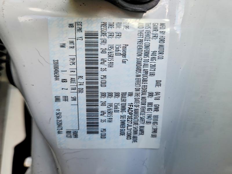 2018 Ford Focus მანქანა იყიდება აუქციონზე, vin: 1FADP3E27JL313903, აუქციონის ნომერი: 69645426