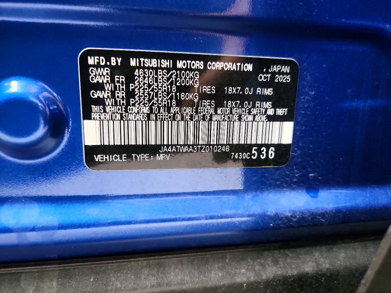 Aukcja sprzedaży 2026 Mitsubishi Eclipse Cross, vin: JA4ATWAA3TZ010246, numer aukcji: 69657366
