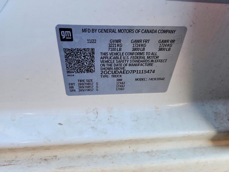 69440006 :رقم المزاد ، 2GCUDAED7P1115474 vin ، 2023 Chevrolet Silverado مزاد بيع