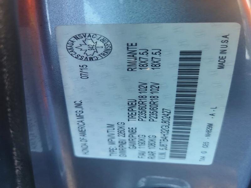 65919736 :رقم المزاد ، 5J8TB4H32GL802427 vin ، 2016 Acura Rdx مزاد بيع