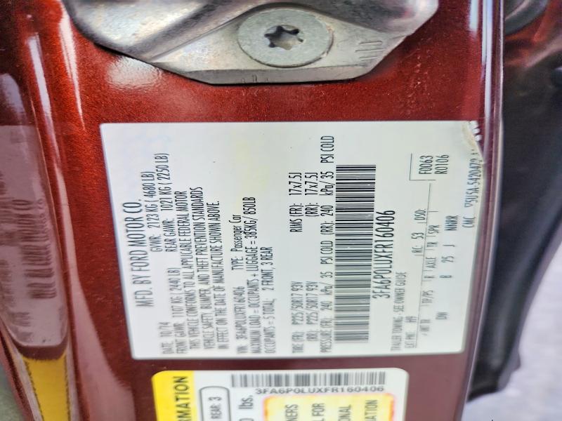 Auction sale of the 2015 Ford Fusion, vin: 3FA6P0LUXFR160406, lot number: 70924256
