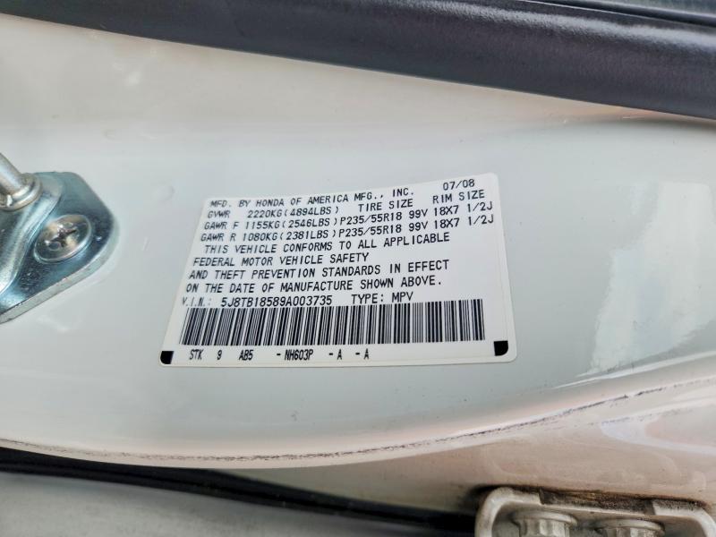 2009 Acura Rdx მანქანა იყიდება აუქციონზე, vin: 5J8TB18589A003735, აუქციონის ნომერი: 69802726