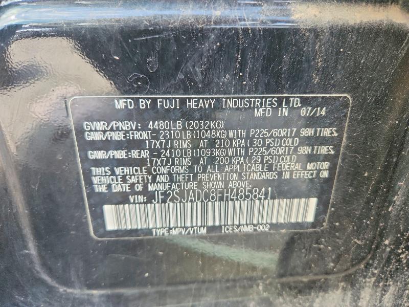 2015 Subaru Forester მანქანა იყიდება აუქციონზე, vin: JF2SJADC8FH485841, აუქციონის ნომერი: 67709776