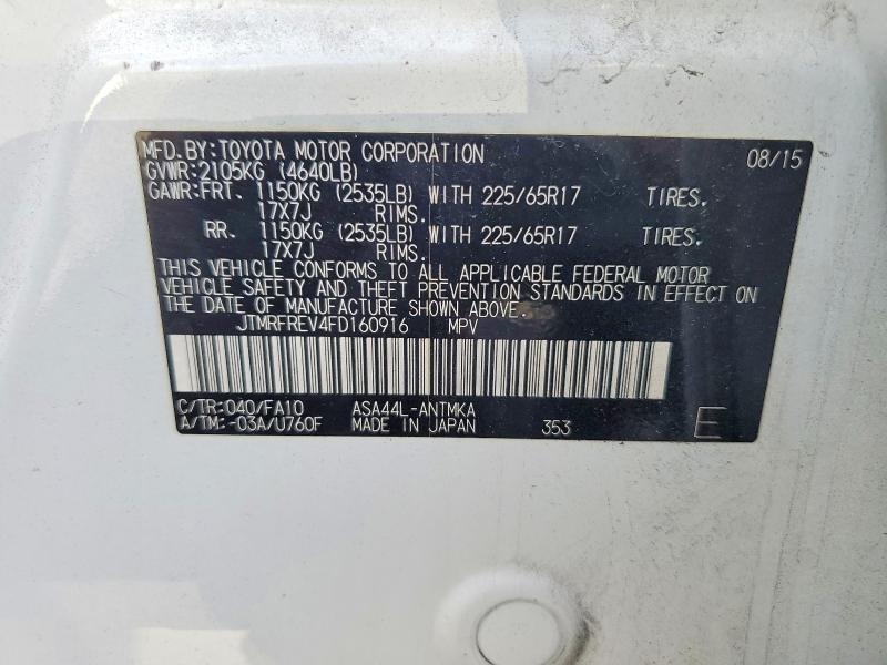 68354466 :رقم المزاد ، JTMRFREV4FD160916 vin ، 2015 Toyota Rav4 مزاد بيع