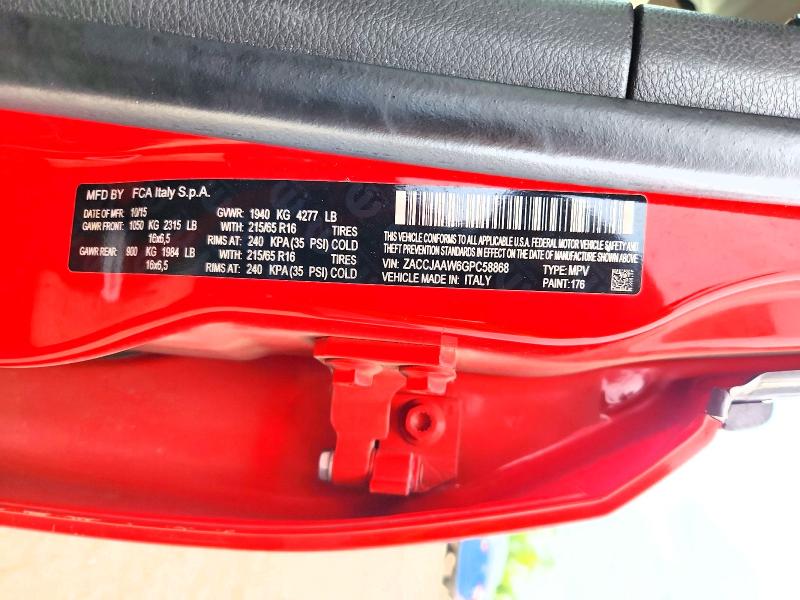 Продаж на аукціоні авто 2016 Jeep Renegade, vin: ZACCJAAW6GPC58868, номер лоту: 66835816