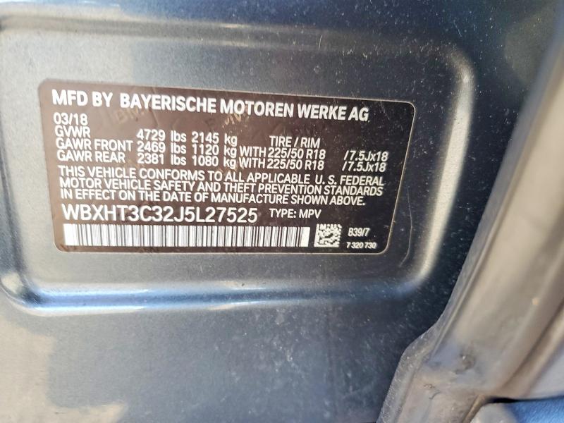69072676 :رقم المزاد ، WBXHT3C32J5L27525 vin ، 2018 Bmw X1 مزاد بيع