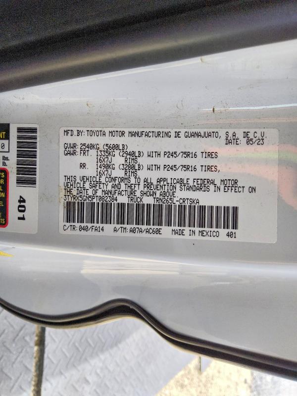 Aukcja sprzedaży 2023 Toyota Tacoma, vin: 3TYRX5GN5PT082384, numer aukcji: 69072336