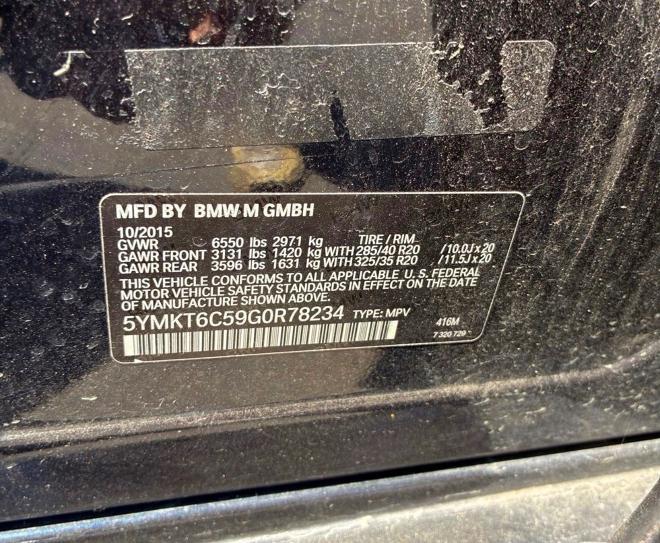 70188926 :رقم المزاد ، 5YMKT6C59G0R78234 vin ، 2016 Bmw X5 مزاد بيع