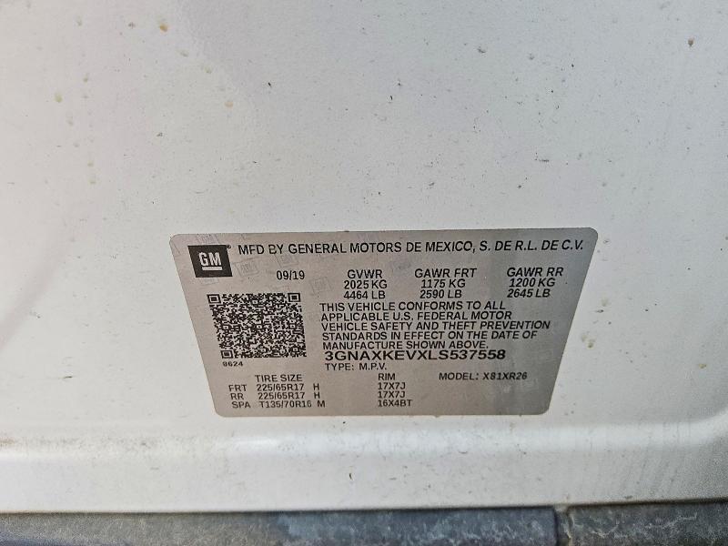 Продаж на аукціоні авто 2020 Chevrolet Equinox, vin: 3GNAXKEVXLS537558, номер лоту: 67506216