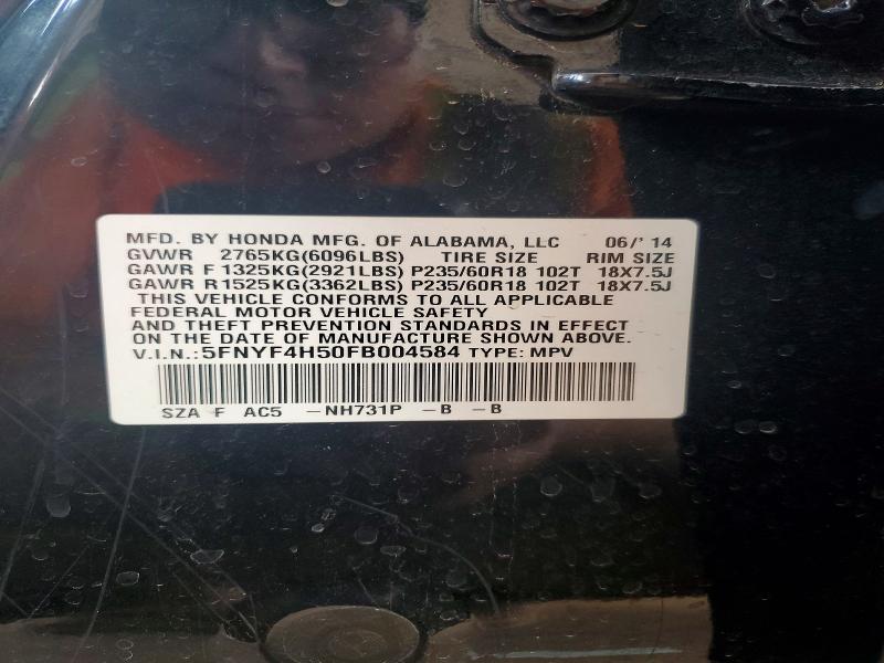 Aukcja sprzedaży 2015 Honda Pilot, vin: 5FNYF4H50FB004584, numer aukcji: 68891476