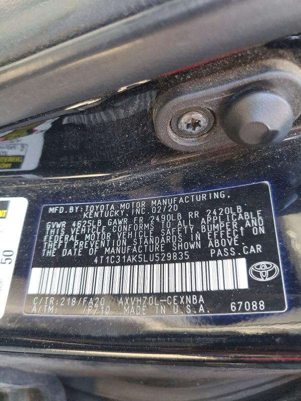 Продажа на аукционе авто 2020 Toyota Camry Hybrid, vin: 4T1C31AK5LU529835, номер лота: 70375566