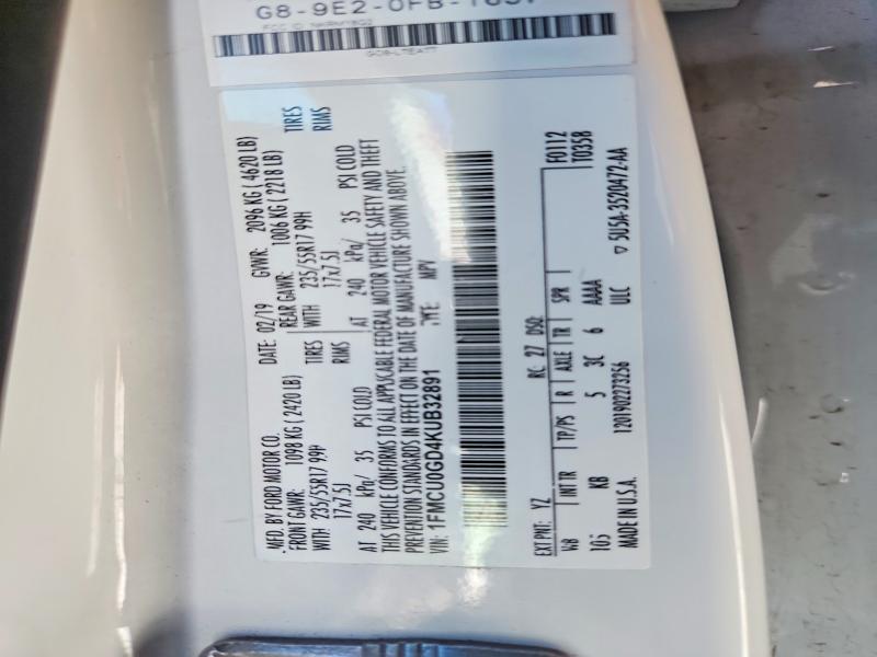 68193906 :رقم المزاد ، 1FMCU0GD4KUB32891 vin ، 2019 Ford Escape مزاد بيع