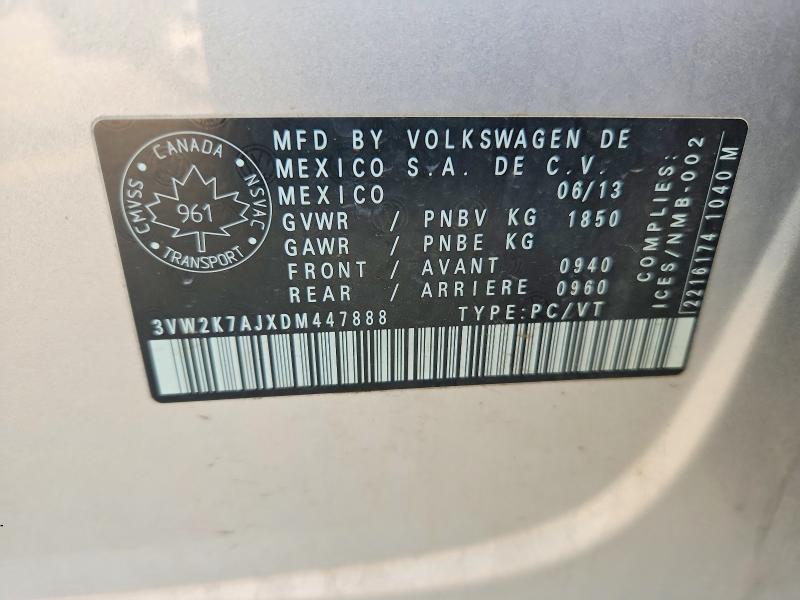 Aukcja sprzedaży 2013 Volkswagen Jetta, vin: 3VW2K7AJXDM447888, numer aukcji: 67284286