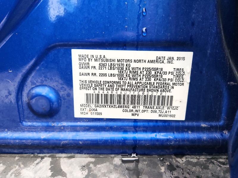 2015 Mitsubishi Outlander Sport მანქანა იყიდება აუქციონზე, vin: 4A4AR4AU7FE022701, აუქციონის ნომერი: 70467276