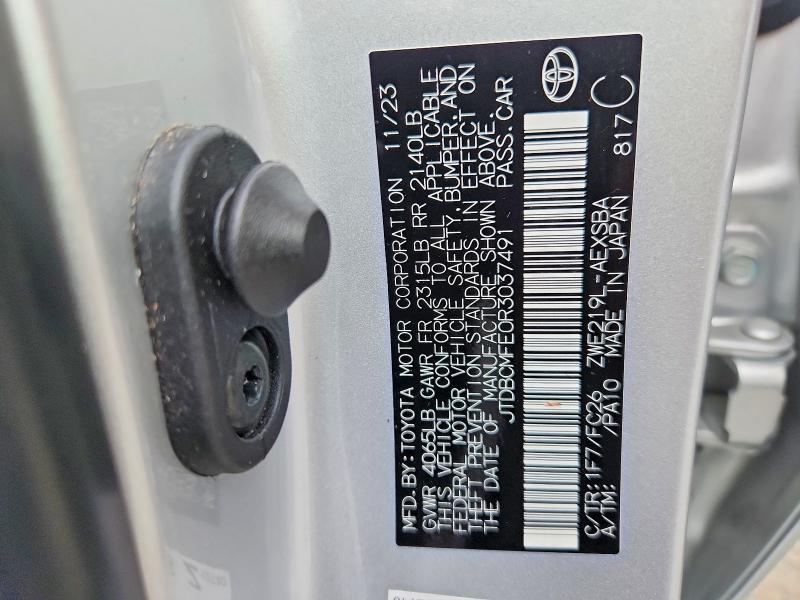 Aukcja sprzedaży 2024 Toyota Corolla Hybrid, vin: JTDBCMFE0R3037491, numer aukcji: 70288976