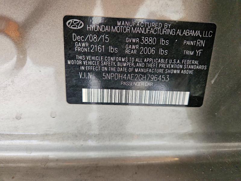 68084176 :رقم المزاد ، 5NPDH4AE2GH796453 vin ، 2016 Hyundai Elantra مزاد بيع
