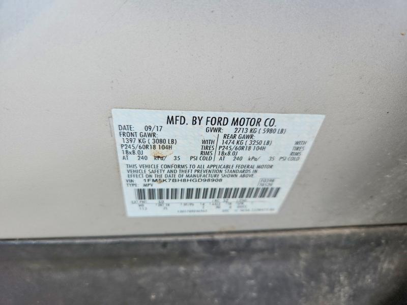 Aukcja sprzedaży 2017 Ford Explorer, vin: 1FM5K7BH8HGD98908, numer aukcji: 70718456