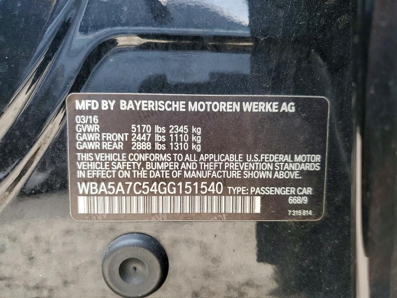 2016 Bmw 528 მანქანა იყიდება აუქციონზე, vin: WBA5A7C54GG151540, აუქციონის ნომერი: 66666226