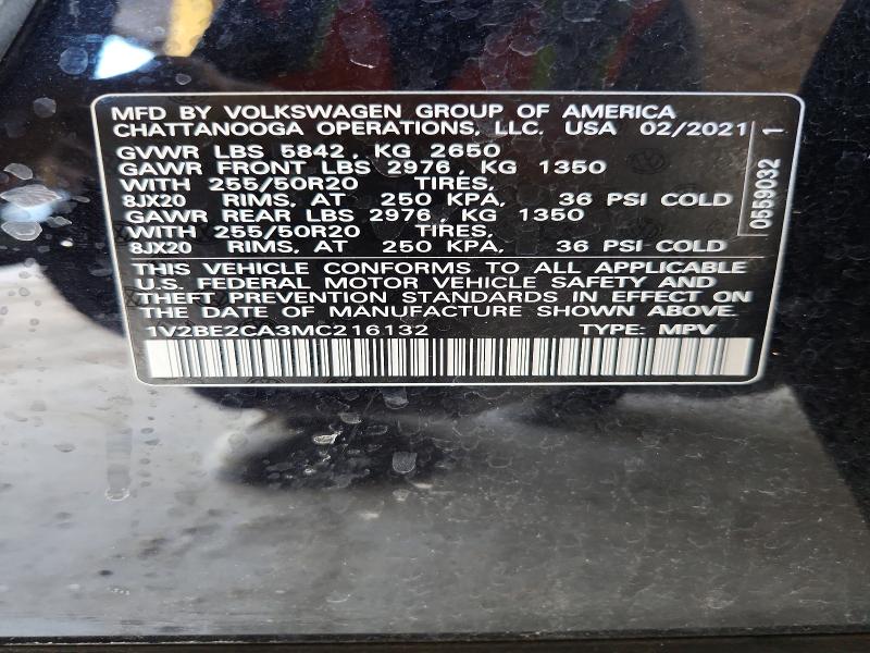 Продажа на аукционе авто 2021 Volkswagen Atlas Cross Sport, vin: 1V2BE2CA3MC216132, номер лота: 68981116