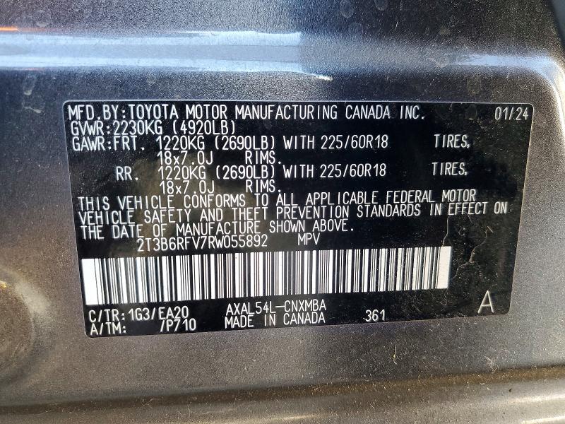 Aukcja sprzedaży 2024 Toyota Rav4, vin: 2T3B6RFV7RW055892, numer aukcji: 69797256