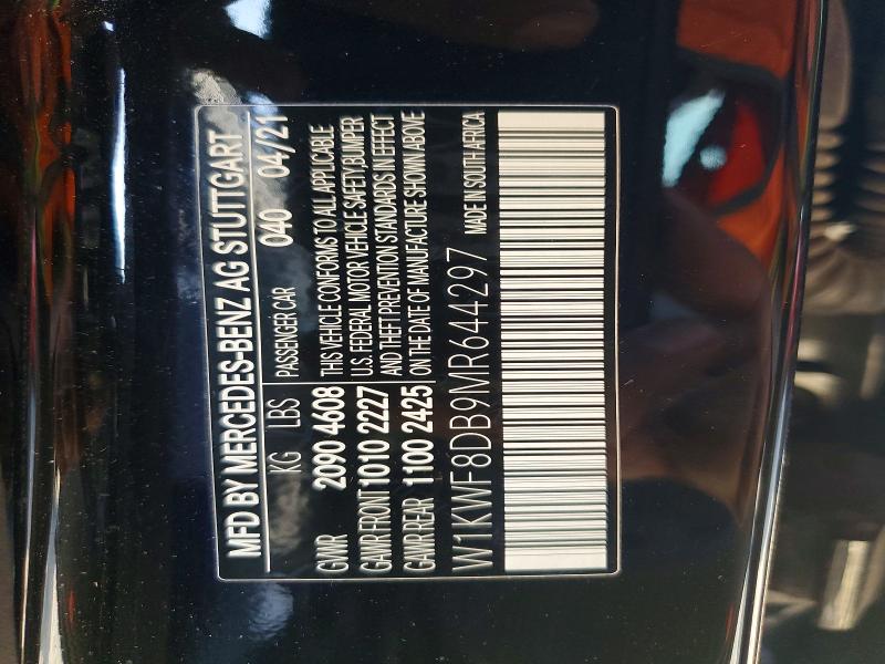 2021 Mercedes-benz C მანქანა იყიდება აუქციონზე, vin: W1KWF8DB9MR644297, აუქციონის ნომერი: 71254326