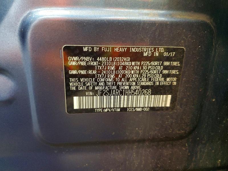 Aukcja sprzedaży 2017 Subaru Forester, vin: JF2SJARC1HH540268, numer aukcji: 68295576