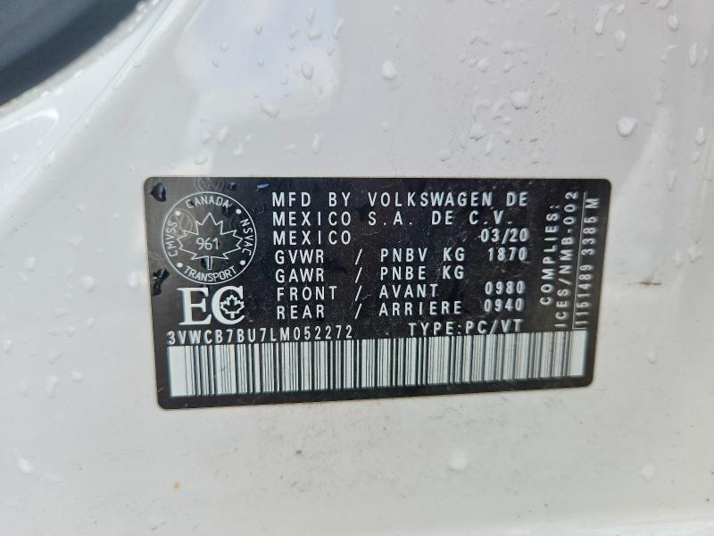 Продаж на аукціоні авто 2020 Volkswagen Jetta, vin: 3VWCB7BU7LM052272, номер лоту: 66924226