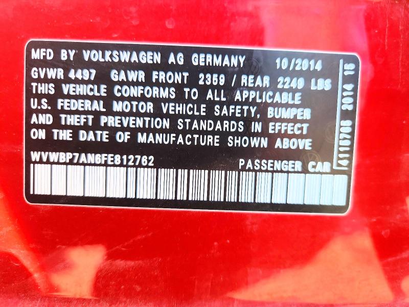 Aukcja sprzedaży 2015 Volkswagen Cc, vin: WVWBP7AN6FE812762, numer aukcji: 69208676