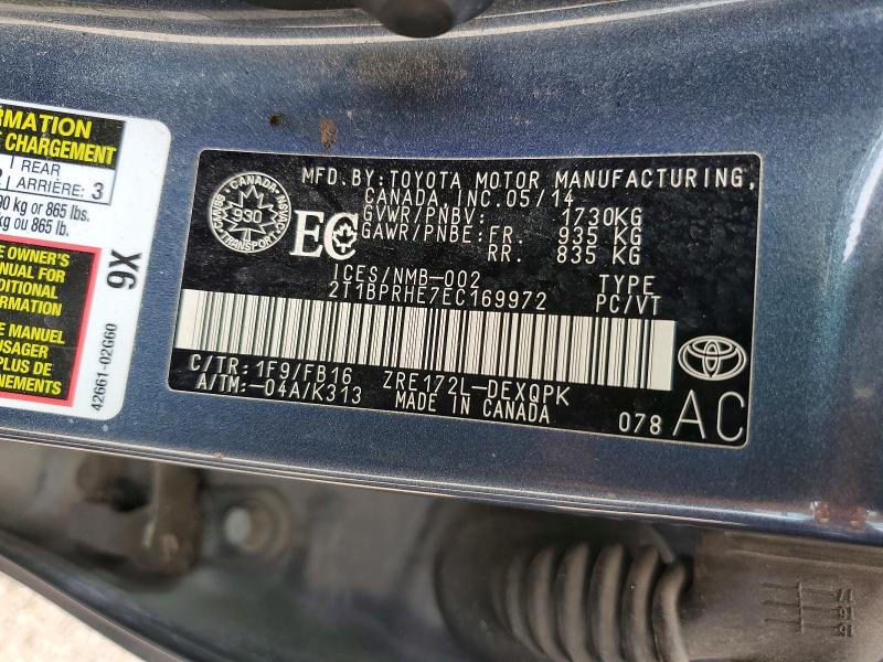 2014 Toyota Corolla მანქანა იყიდება აუქციონზე, vin: 2T1BPRHE7EC169972, აუქციონის ნომერი: 66851756