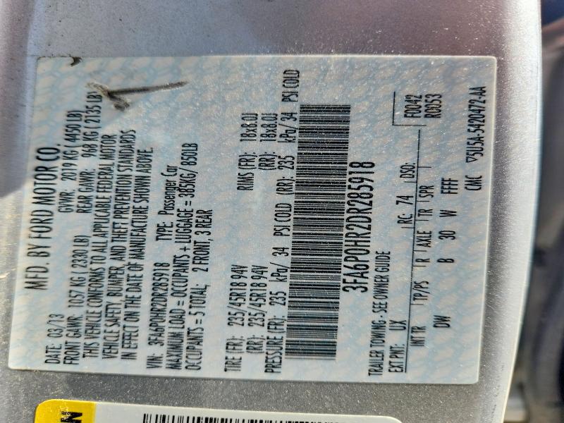 2013 Ford Fusion მანქანა იყიდება აუქციონზე, vin: 3FA6P0HR2DR285918, აუქციონის ნომერი: 69219926