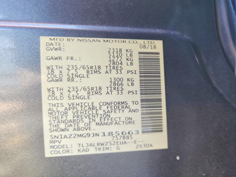 Aukcja sprzedaży 2018 Nissan Murano, vin: 5N1AZ2MG9JN185663, numer aukcji: 67012266