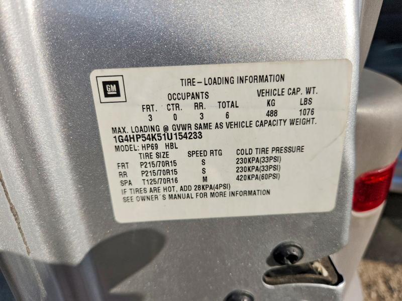 67127696 :رقم المزاد ، 1G4HP54K51U154233 vin ، 2001 Buick Lesabre مزاد بيع